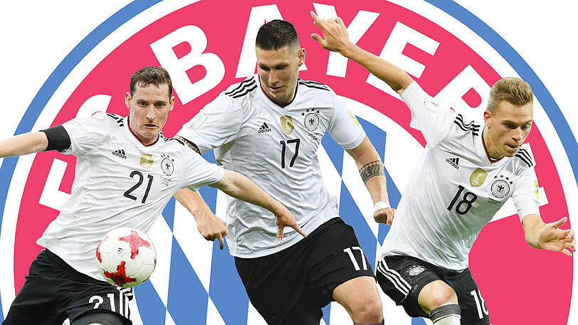 Nach dem Confed Cup gemeinsam beim FC Bayern: Sebastian Rudy, Niklas Süle und Joshua Kimmich (v.l.).