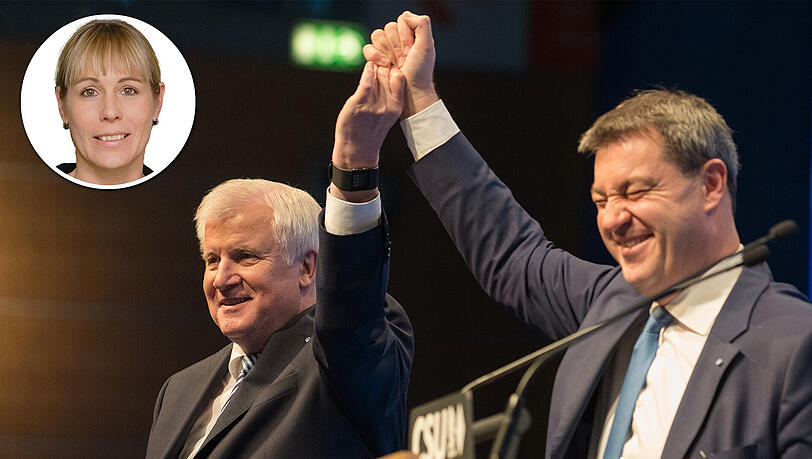 Der Parteichef, Ministerpräsident Horst Seehofer (l.), gratuliert Markus Söder zu dessen Nominierung als Spitzenkandidat der CSU. Der Parteichef, Ministerpräsident Horst Seehofer (l.), gratuliert Markus Söder zu dessen Nominierung als Spitzenkandidat der CSU.