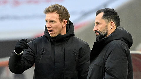 Für das Sportliche beim FC Bayern verantwortlich: Coach Julian Nagelsmann (l.) mit Sportvorstand Hasan Salihamidzic.