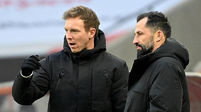 Für das Sportliche beim FC Bayern verantwortlich: Coach Julian Nagelsmann (l.) mit Sportvorstand Hasan Salihamidzic.