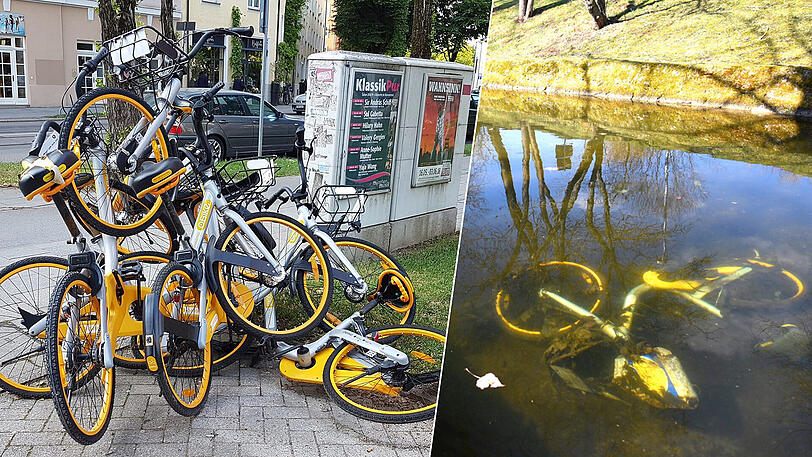Die gelben Obikes kamen in München nicht besonders gut an.