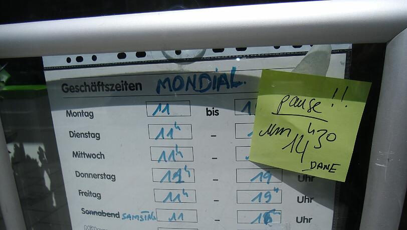 Die Öffnungszeiten.