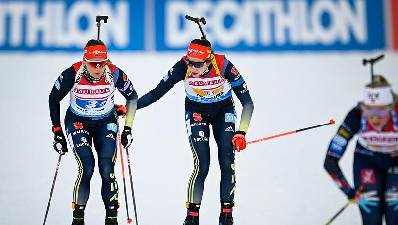 Vanessa Voigt (r) und Denise Herrmann-Wick verpassten in Ostersund knapp das Podium.