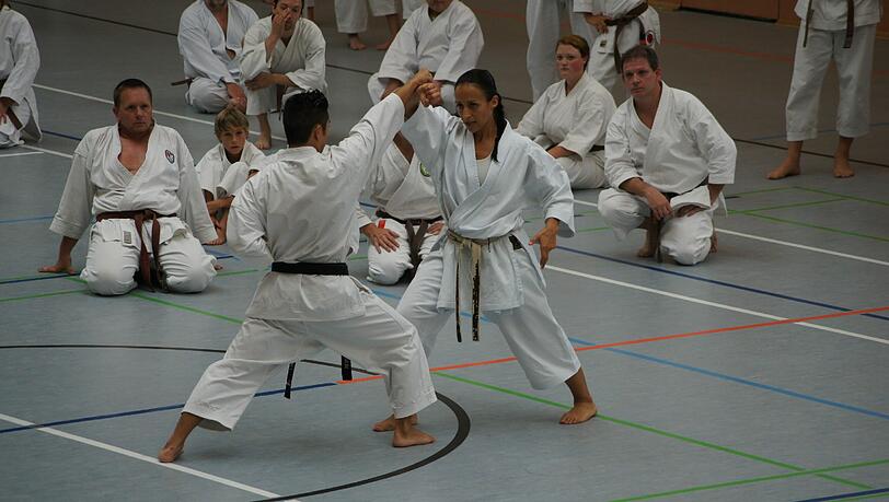 Die Teilnehmer eines Karate-Kurses. Die Teilnehmer eines Karate-Kurses.