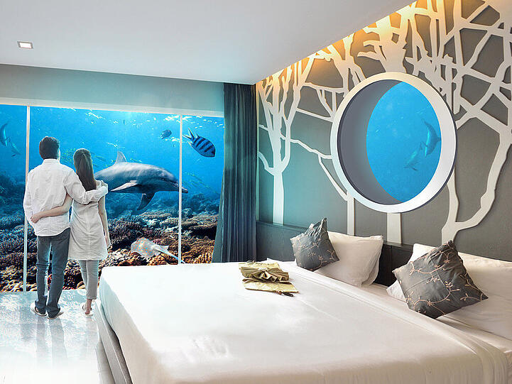 Aquarium-Feeling im Unterwasserhotel