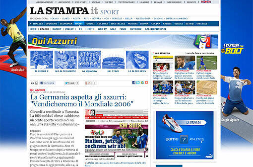 Auch die deutsche Presse wird beobachtet: "La Stampa" schreibt, dass die "Bild" bereits die Stimmung erhitze, weil sie Revanche für 2006 fordert.