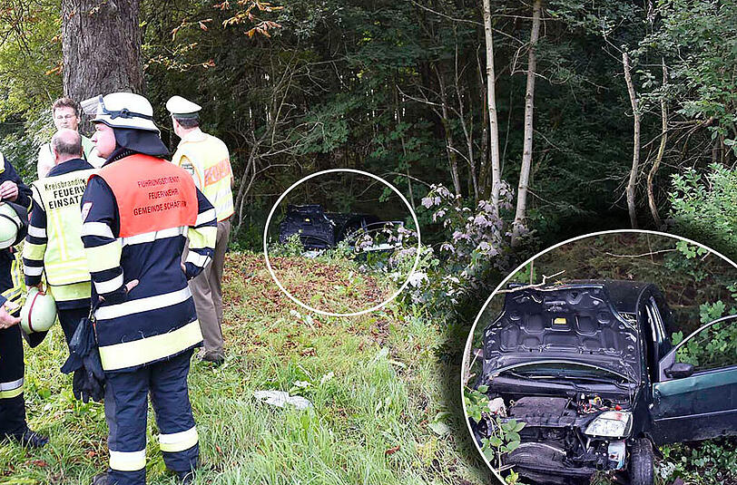Fast 50 Meter pflügt der Ford Fiesta über die Grünfäche neben der A95 und prallt gegen einen Baum. Der Fahrer stirbt an der Unfallstelle.