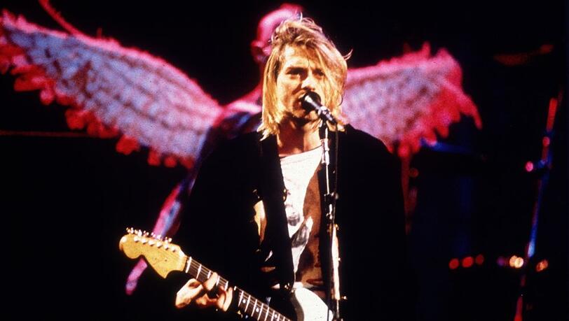 Kurt Cobain von Nirvana während eines Auftritts.