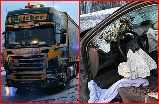 Schwerer Unfall auf dr A94 bei Töging: Ein Lkw ist ein Unfall-Auto gerast. Ein Mensch kam bei dem Crash ums Leben. Die Bilder.