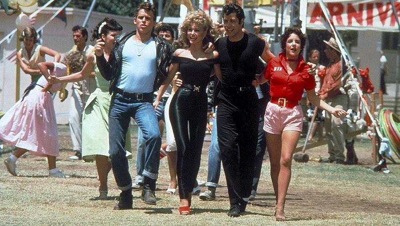 Jeff Conaway, Olivia Newton-John, John Travolta und Stockard Channing (v.l.n.r.) im Film "Grease".