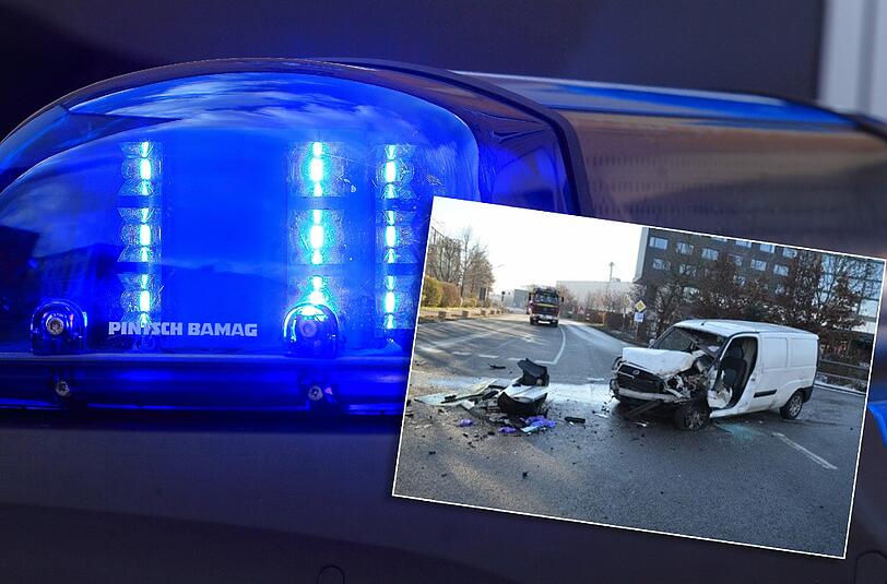 Der Fahrer war nach dem Aufprall in seinem Transporter gefangen.