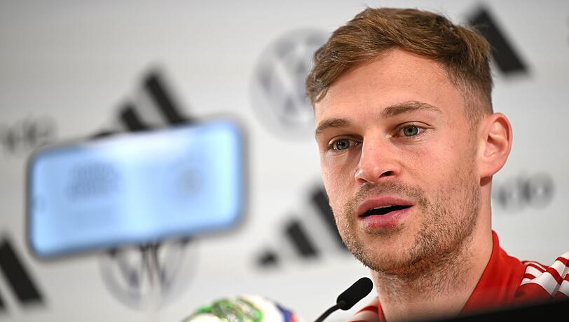 DFB-Kapit&auml;n Kimmich spricht bei der DFB-Pressekonferenz.