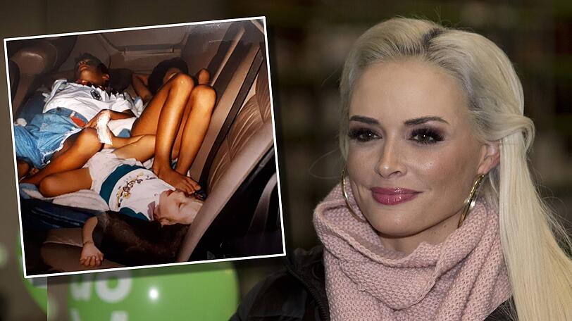 Ein Foto aus 1994 zeigt Daniela Katzenberger mit ihren Geschwistern im Auto.