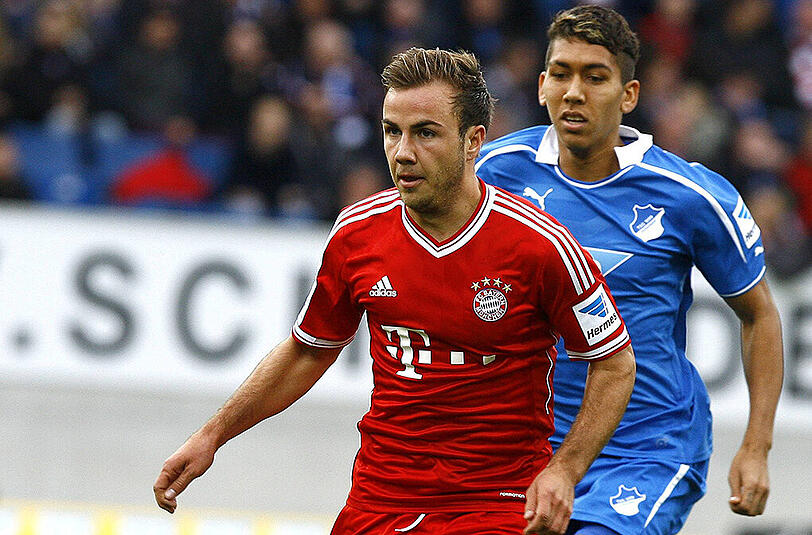 Roberto Firmino (hinten) und Bayern-Star Mario Götze sind sich in der Bundesliga schon einige Male begegnet - hier im November 2013.