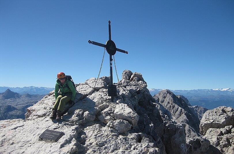Glücklich an der Mittelspitze angelangt, mit 2713 Metern der höchste Punkt der Berchtesgadener Alpen.