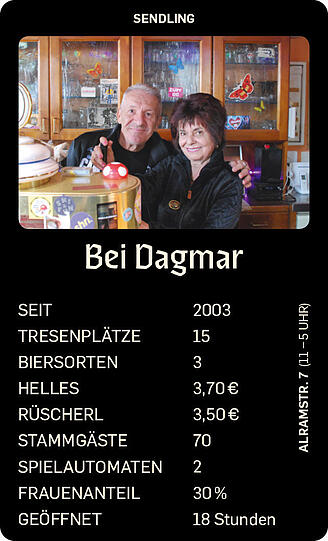 Eine der ganz wenigen nächtlichen Anlaufstellen in Untersendling: "Bei Dagmar" an der Implerstraße.