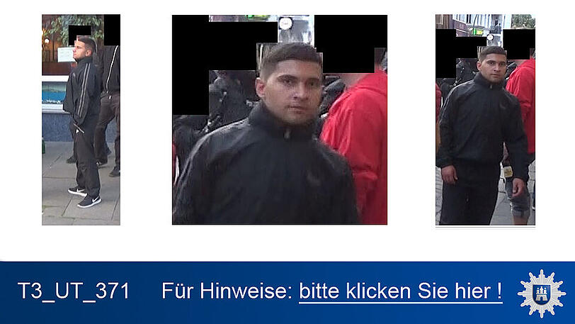 Nach diesen Personen wird öffentlich gefahndet. Die Polizei in Hamburg wird erreicht unter 040/4286-76543.