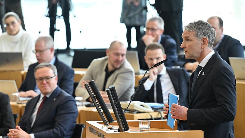 Th&uuml;ringens AfD-Fraktionschef Bj&ouml;rn H&ouml;cke warf Voigt Vertrauensverlust in der Bev&ouml;lkerung vor.