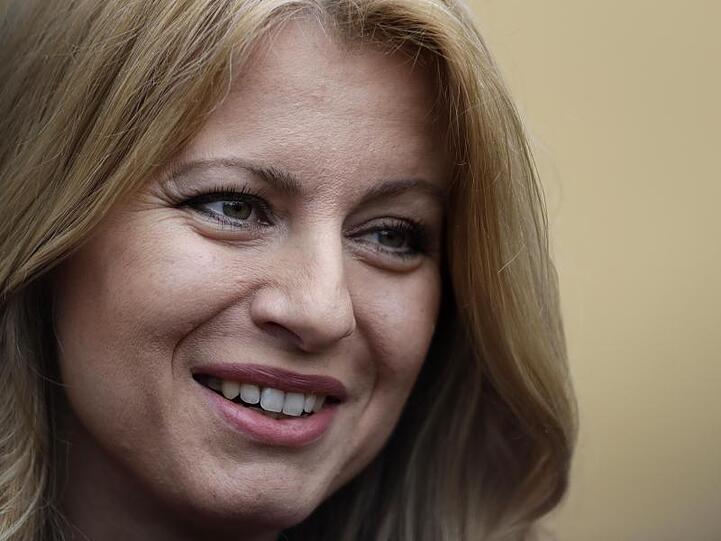 Zuzana Caputova Mitte März bei einem Gespräch mit Journalisten.