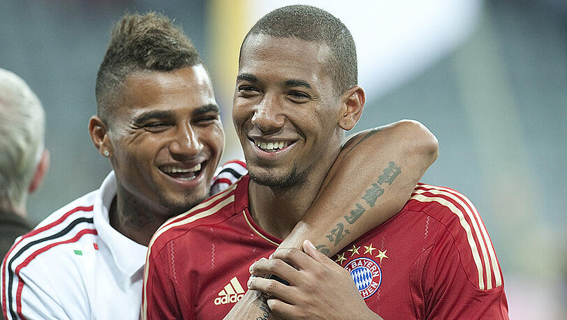Bayern-Star Jerome Boateng und sein Bruder Kevin-Prince (links, damals AC Mailand) beim Audi Cup 2011. Bayern-Star Jerome Boateng und sein Bruder Kevin-Prince (links, damals AC Mailand) beim Audi Cup 2011.