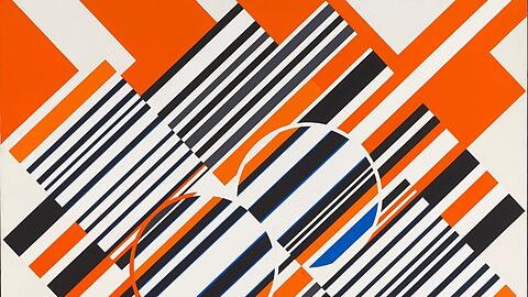Bänder in Schräglage und ein sagenhaftes Orange: Günter Fruhtrunk hat die "Umkehrende Reihe, Étude No 4" um 1962/1963geschaffen.