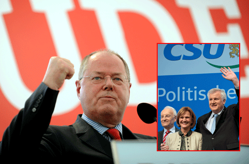 SPD-Kanzlerkandidat Peer Steinbrück konterte kurz und knapp aus Vilshofen: "Da sitzt eine kleine radikale Minderheit in Passau."