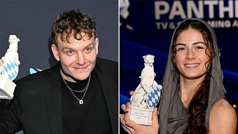 Johannes Hegemann und Derya Akyol durften sich &uuml;ber den Blauen Panther f&uuml;r ihre Schauspielleistungen freuen.