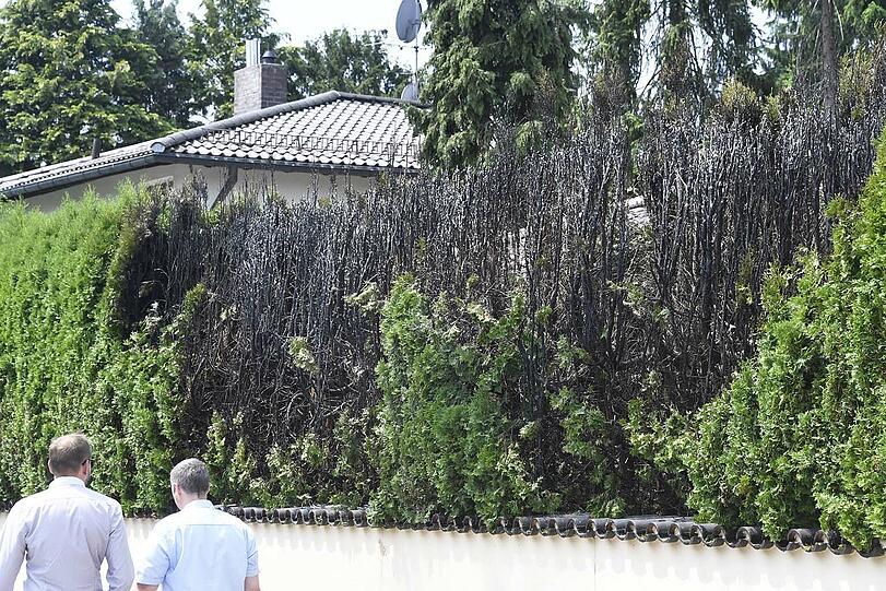 Die Hecke im Nobelviertel Grünwald brannte völlig aus.