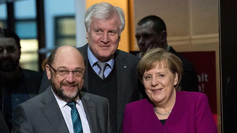 Gehen eine Koalition ein: SPD-Chef Martin Schulz, CSU-Chef Horst Seehofer und CDU-Chefin Angela Merkel.