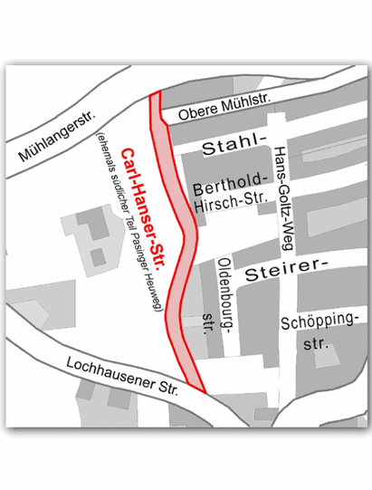 Nach dem Verleger Carl Hanser ist 2012 eine Straße benannt worden.