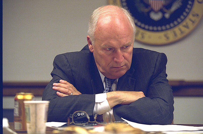 9/11 aus der Sicht der US-Regierung: Interne Fotos aus dem weißen Haus zeigen Vizepräsident Cheney, die Nationale Sicherheitsberaterin Condoleezza Rice, Außenminister Colin Powell und US-Präsident Bush am 11. September 2001.