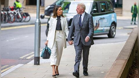 Lilian de Carvalho Monteiro und Boris Becker Ende April auf dem Weg ins Gericht.
