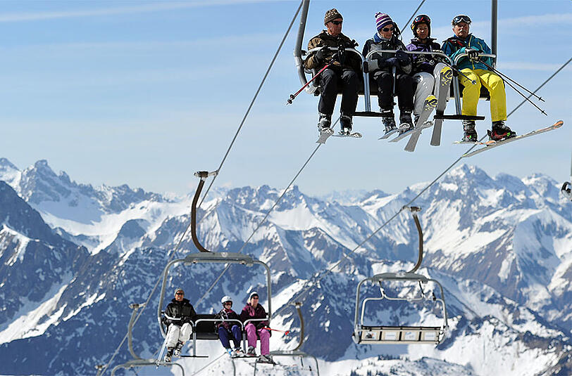 Liftanlagen auf dem Nebelhorn in Oberstdorf.