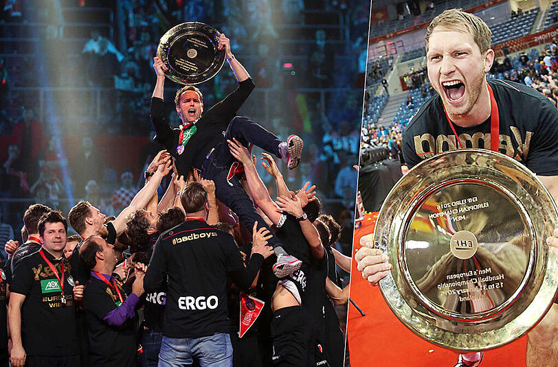 Top: Sorgten bei der Handball-EM Anfang des Jahres für eine Überraschung. Die "Bad Boys" des DHB werden Europameister.