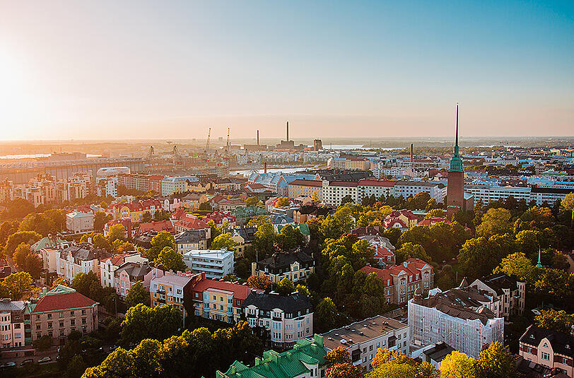 Platz fünf: Finnland. Hier ist die finnische Hauptstadt Helsinki von oben zu sehen.