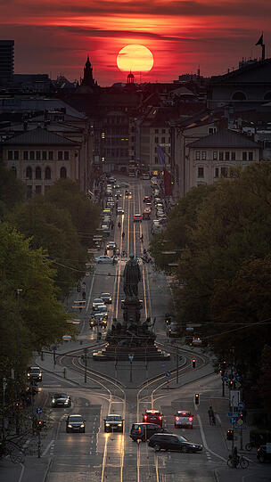 Beeindruckender Sonnenuntergang in München.