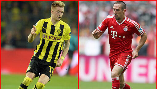 Jeder siebte Schuss zappelt im Netz: Marco Reus (links) traf in der Champions League viermal. Bayerns Franck Ribéry glänzt mit durchschnittlich 79 Ballkontakte pro Spiel – stark. Jeder siebte Schuss zappelt im Netz: Marco Reus (links) traf in der Champions League viermal. Bayerns Franck Ribéry glänzt mit durchschnittlich 79 Ballkontakte pro Spiel – stark.