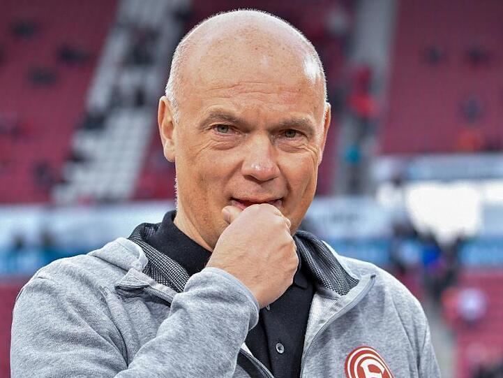 Düsseldorfs Trainer Uwe Rösler. Foto: Torsten Silz/dpa/Archivbild