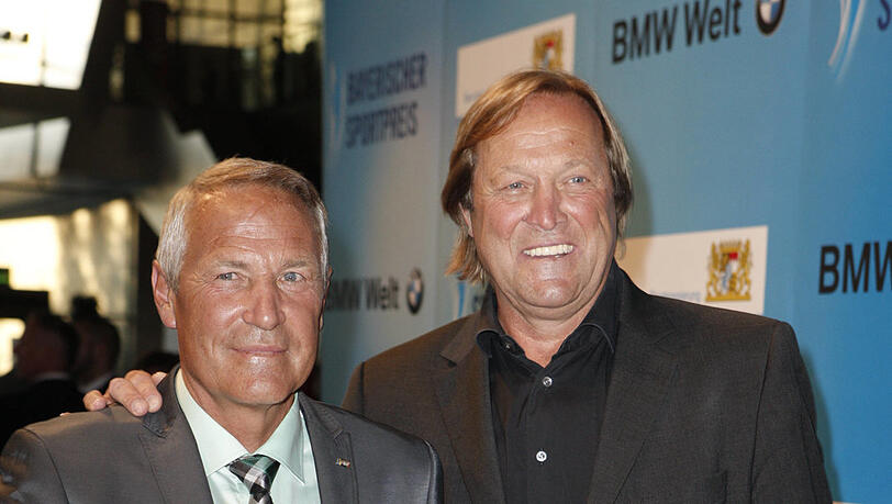 Freunde und Nachbarn: Schloder und Erich Kühnhackl (r.).
