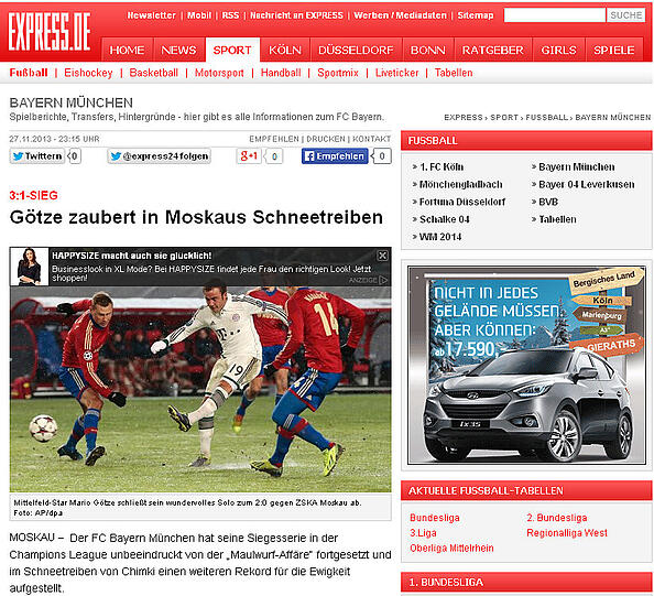 "Götze zaubert in Moskaus Schneetreiben" schreibt der Kölner Express.