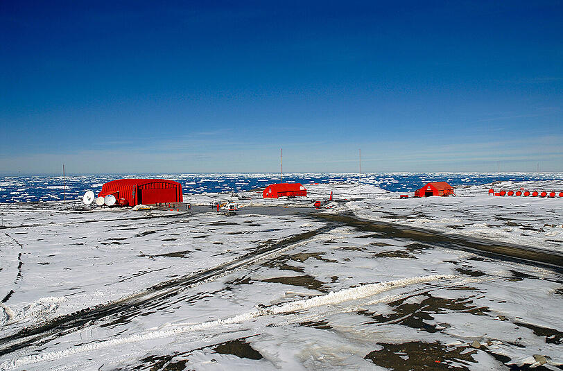 Der argentinische Antarktis-Stützpunkt Marambio, auf der Seymour-Insel vor der antarktischen Halbinsel. Foto: Presse Verteidigungsministerium Argentinien