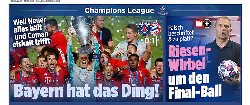 Auch bei der "Bild" sind Neuer und Coman die Titelhelden.