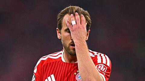Verzweifelte gegen die PSG-Abwehr: Bayern-Stürmer Harry Kane. Verzweifelte gegen die PSG-Abwehr: Bayern-Stürmer Harry Kane.