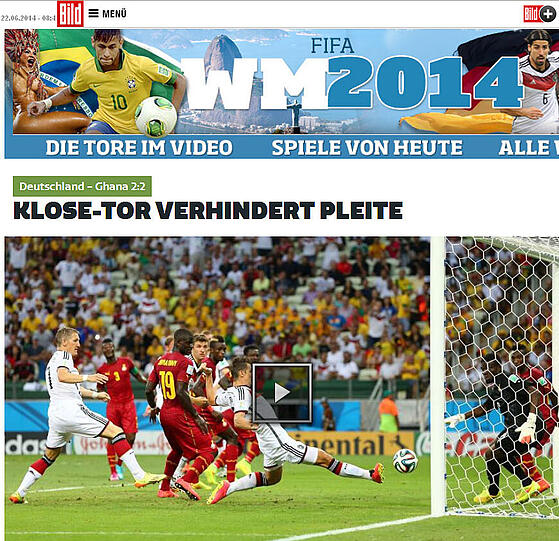 Auch die Bild-Zeitung fokussiert sich auf Miroslav Klose.