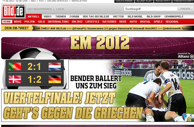 Bild.de richtet den Fokus schon auf Griechenland.