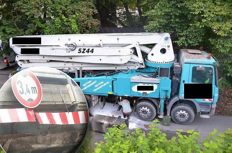 Dieser Lkw rammte die Unterführung in der Dachauer Straße.