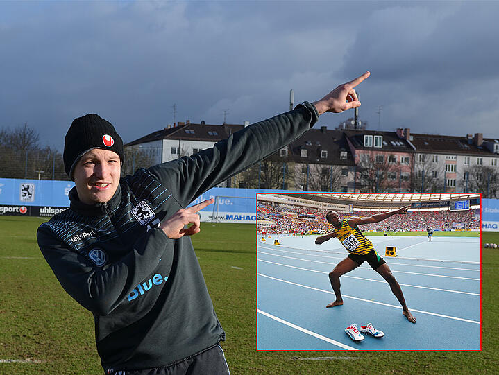 Vorbild Usain Bolt: Der pfeilschnelle Löwe Jannik Bandowski und der Sprint-König aus Jamaika.