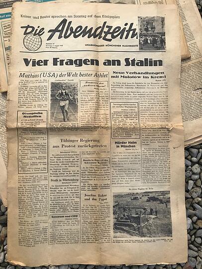 Gefunden, bevor sie im Bauschutt gelandet wäre: eine Abendzeitung von 1948.