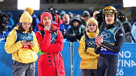 Das deutsche Skisprung-Team war nach Platz vier entt&auml;uscht.