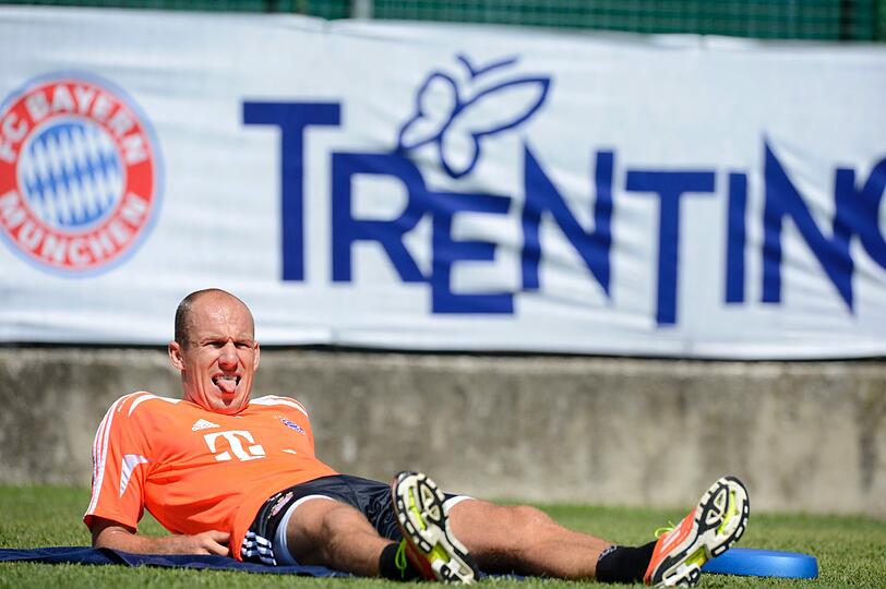 Einzeltraining: Arjen Robben und Claudio Pizarro schuften individuell.